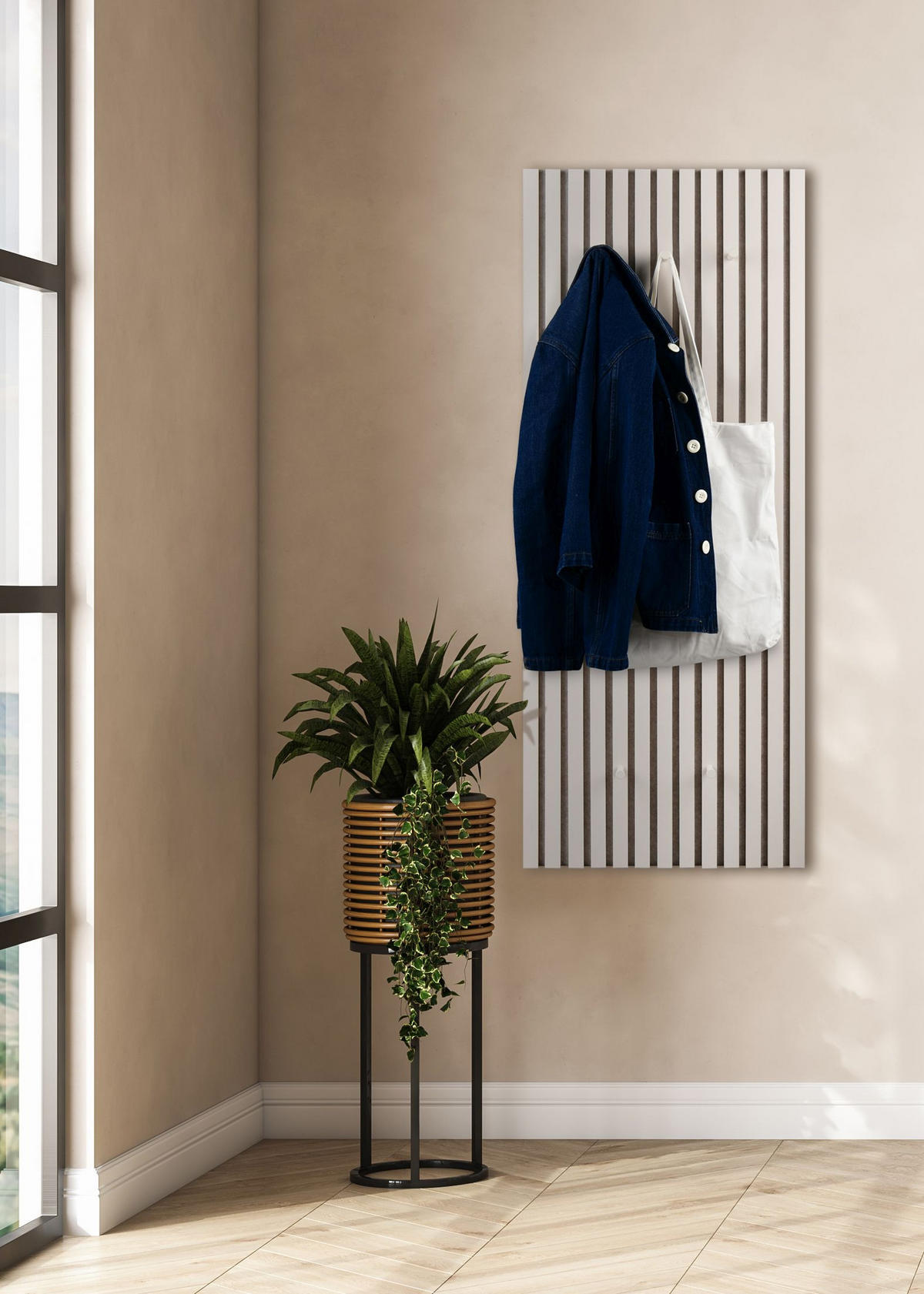 GARDEROBENPANEEL  in 50/125/7 cm  - Sandfarben, MODERN, Holzwerkstoff/Textil (50/125/7cm)