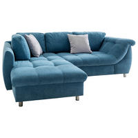 ECKSOFA Blau Mikrofaser  - Chromfarben/Blau, Design, Kunststoff/Textil (190/250cm) - Livetastic