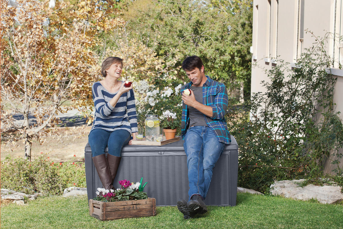 KISSENBOX 145/64/73 cm  - Anthrazit, MODERN, Kunststoff (145/64/73cm) - Gardenson