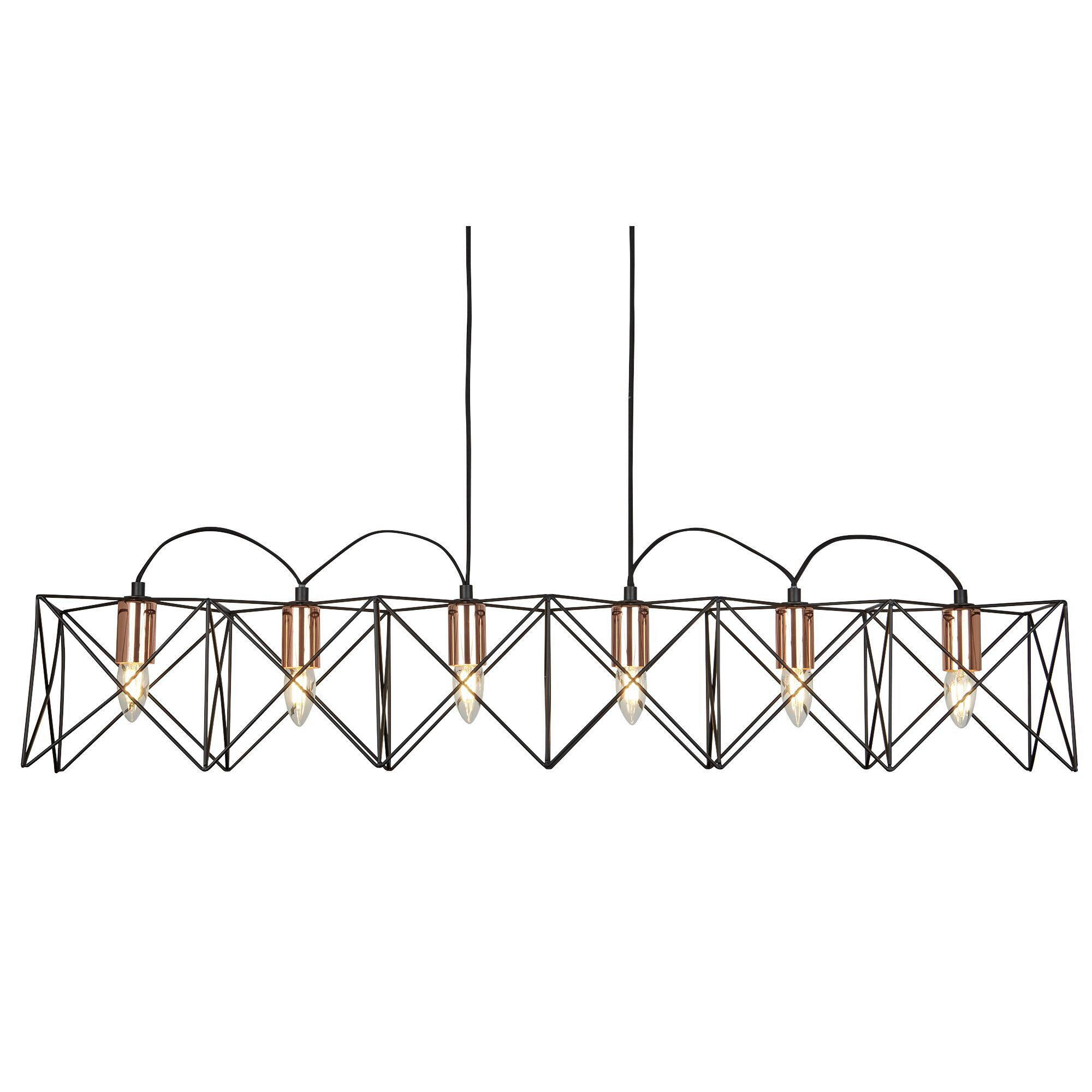 HÄNGELEUCHTE Anthea 110/19/145 cm   - Schwarz/Kupferfarben, Design, Metall (110/19/145cm) - Searchlight
