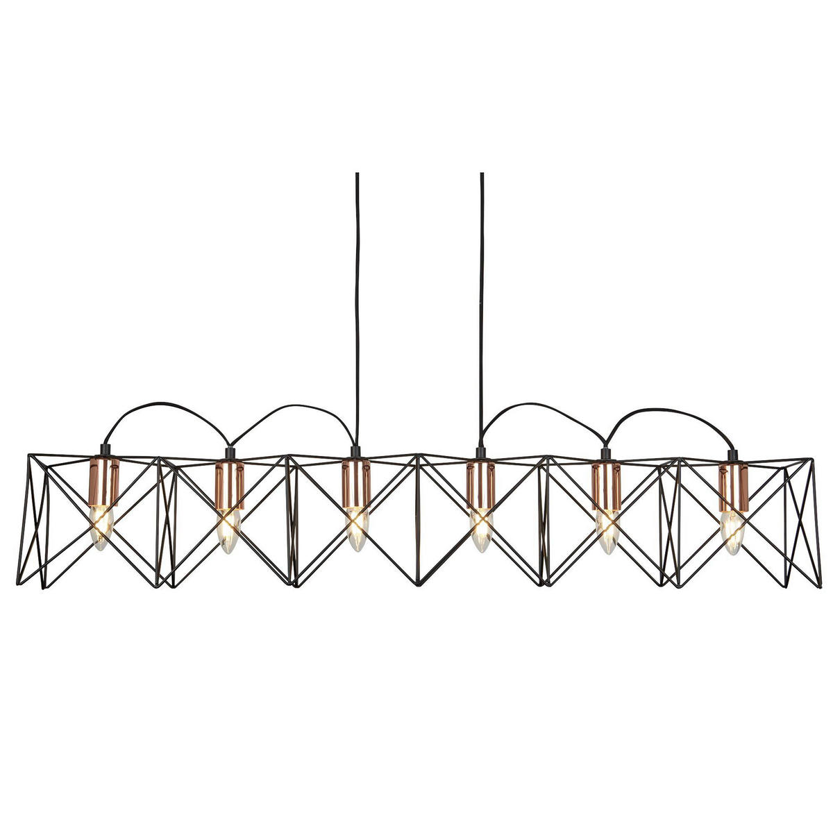 HÄNGELEUCHTE Anthea 110/19/145 cm   - Schwarz/Kupferfarben, Design, Metall (110/19/145cm) - Searchlight