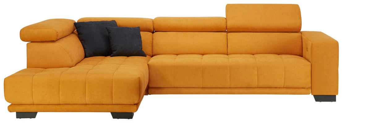 ECKSOFA in Mikrofaser Gelb  - Gelb/Schwarz, Design, Textil/Metall (207/301cm) - Xora