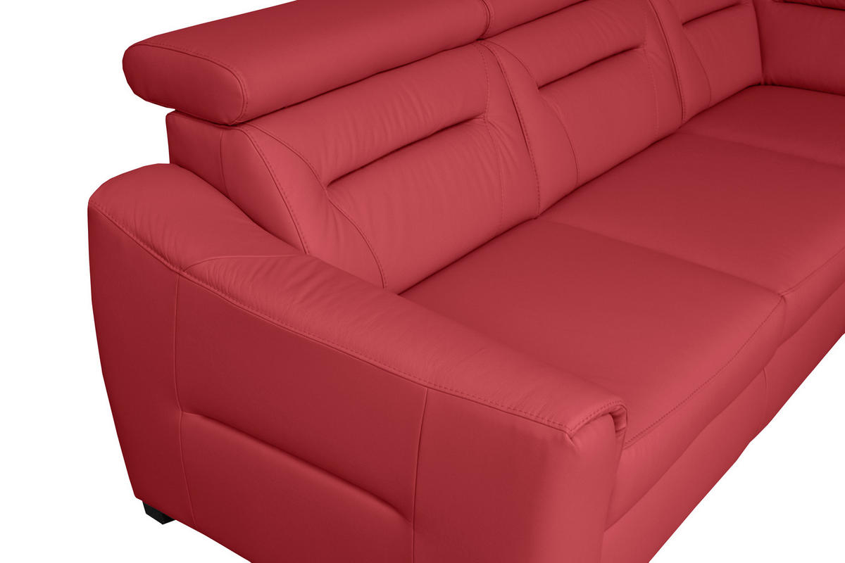ECKSOFA  in Lederlook Echtleder Rot  - Wengefarben/Rot, Design, Leder/Holz (212/260cm) - Celina Home