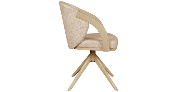 ARMLEHNSTUHL  Sitzfläche 360° drehbar   Taupe, Eichefarben  - Taupe/Eichefarben, KONVENTIONELL, Holz/Textil (59/85/57cm) - Linea Natura