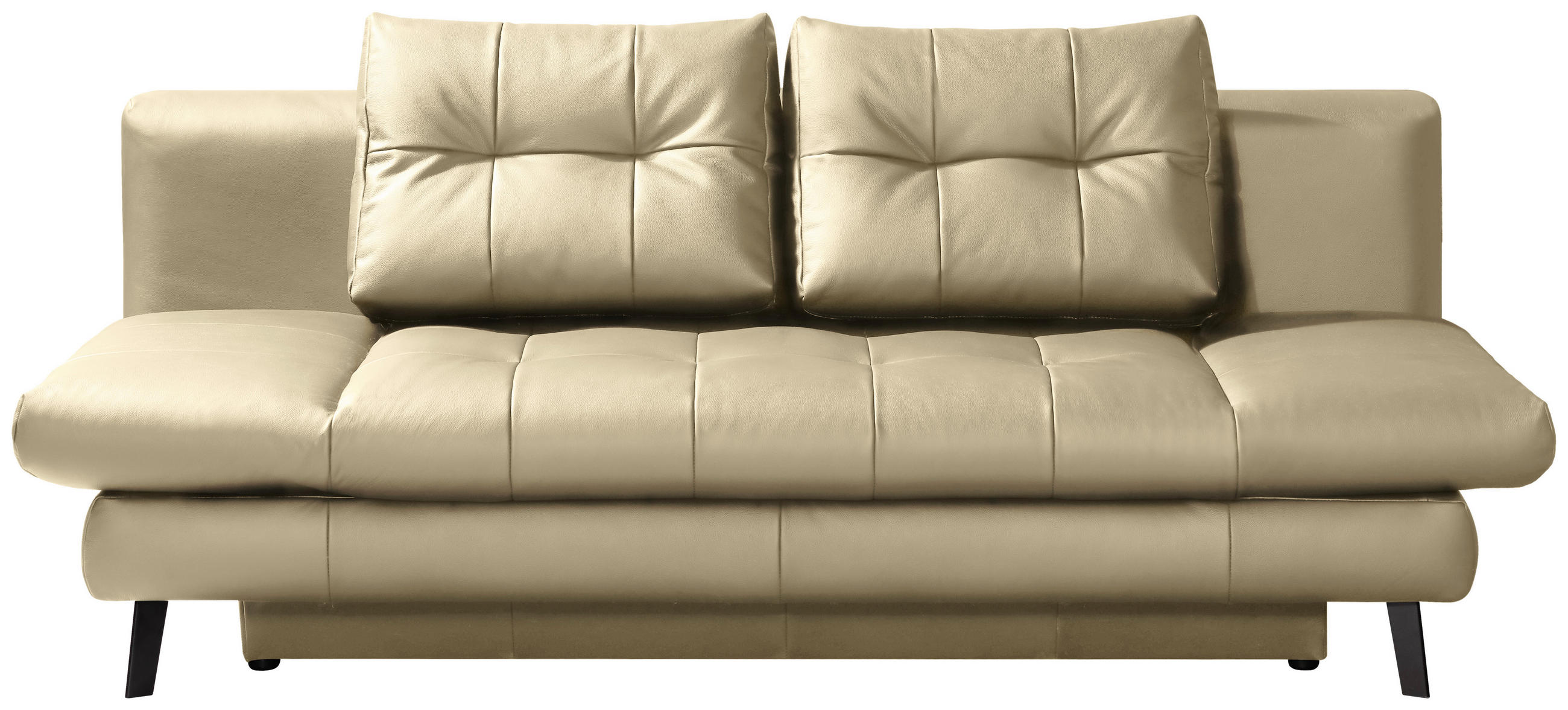 SCHLAFSOFA Schlammfarben Echtleder  - Schlammfarben/Schwarz, Design, Leder/Metall (209/94/94cm) - Novel