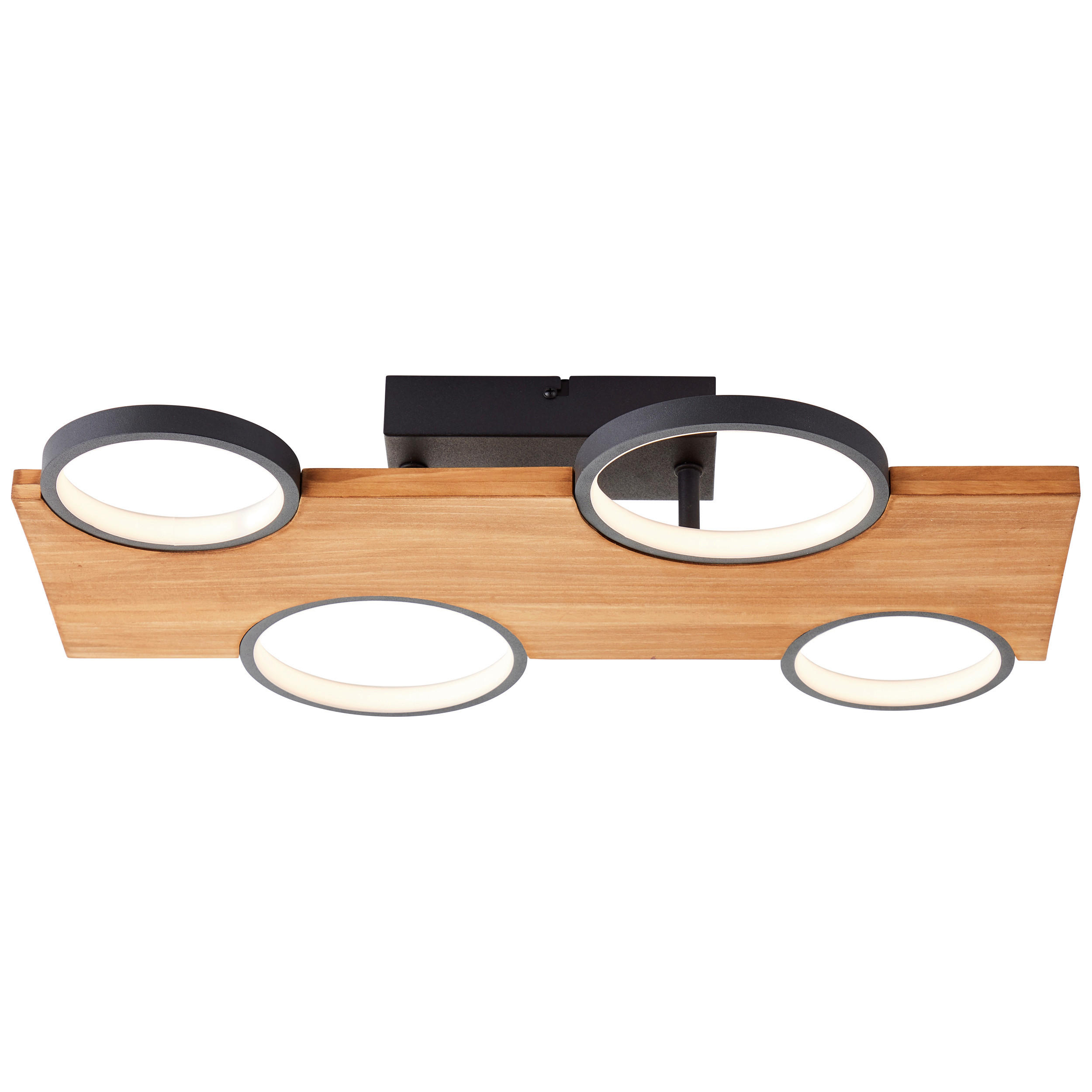 LED-DECKENLEUCHTE Cheesy 34,6/10,2/55 cm  - Hellbraun/Schwarz, Natur, Holz/Metall (34,6/10,2/55cm) - Brilliant