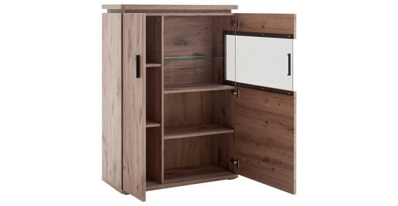HIGHBOARD Eiche dunkel  90/124/38 cm  - Eiche dunkel/Anthrazit, KONVENTIONELL, Glas/Holzwerkstoff (90/124/38cm) - Cantus