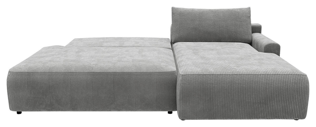 ECKSCHLAFSOFA Cord Grau  - Schwarz/Grau, MODERN, Kunststoff/Textil (253/167cm) - Trendmanufaktur