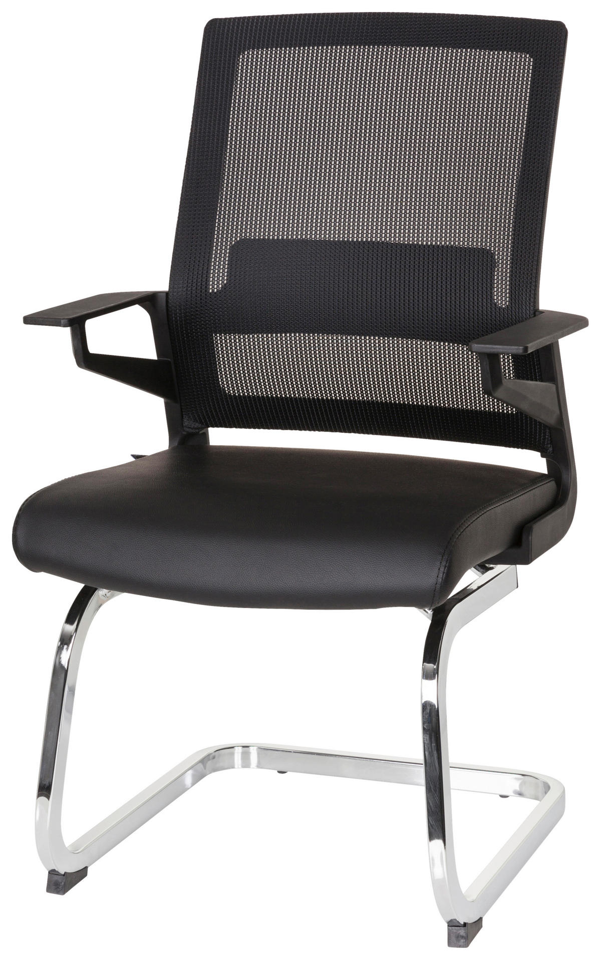 BESUCHERSTUHL Schwarz  - Chromfarben/Schwarz, MODERN, Kunststoff/Textil (58/95/54cm) - MID.YOU