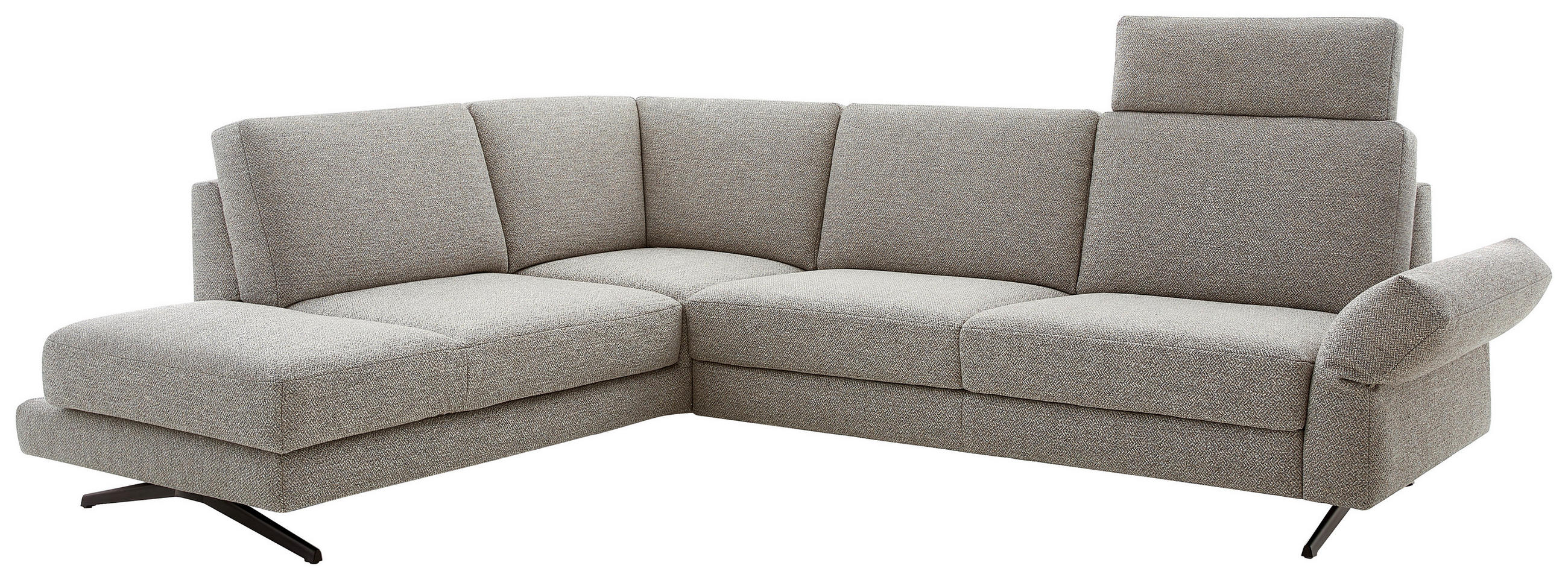 ECKSOFA in Flachgewebe Beige  218/259 cm  - Beige/Schwarz, Design, Textil/Metall (218/259cm) - Koinor