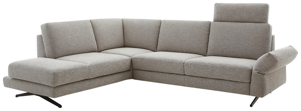 ECKSOFA in Flachgewebe Beige  218/259 cm  - Beige/Schwarz, Design, Textil/Metall (218/259cm) - Koinor