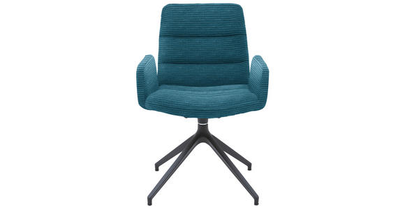 ARMLEHNSTUHL  in Cord  - Petrol/Schwarz, Design, Textil/Metall (61/88/66cm) - Dieter Knoll