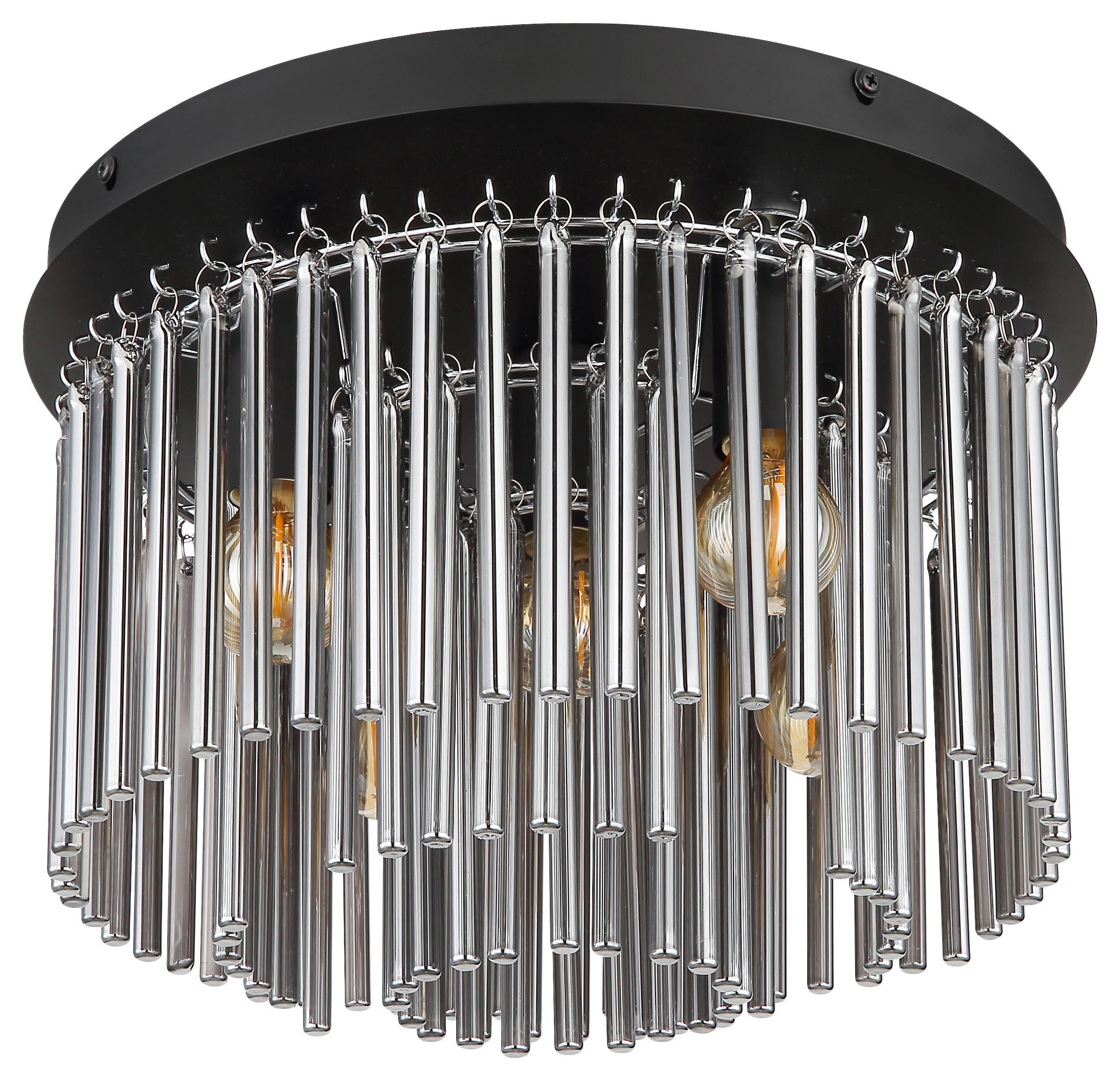 DECKENLEUCHTE  32/23 cm    - Chromfarben/Schwarz, Design, Glas/Metall (32/23cm) - Collet's Monde
