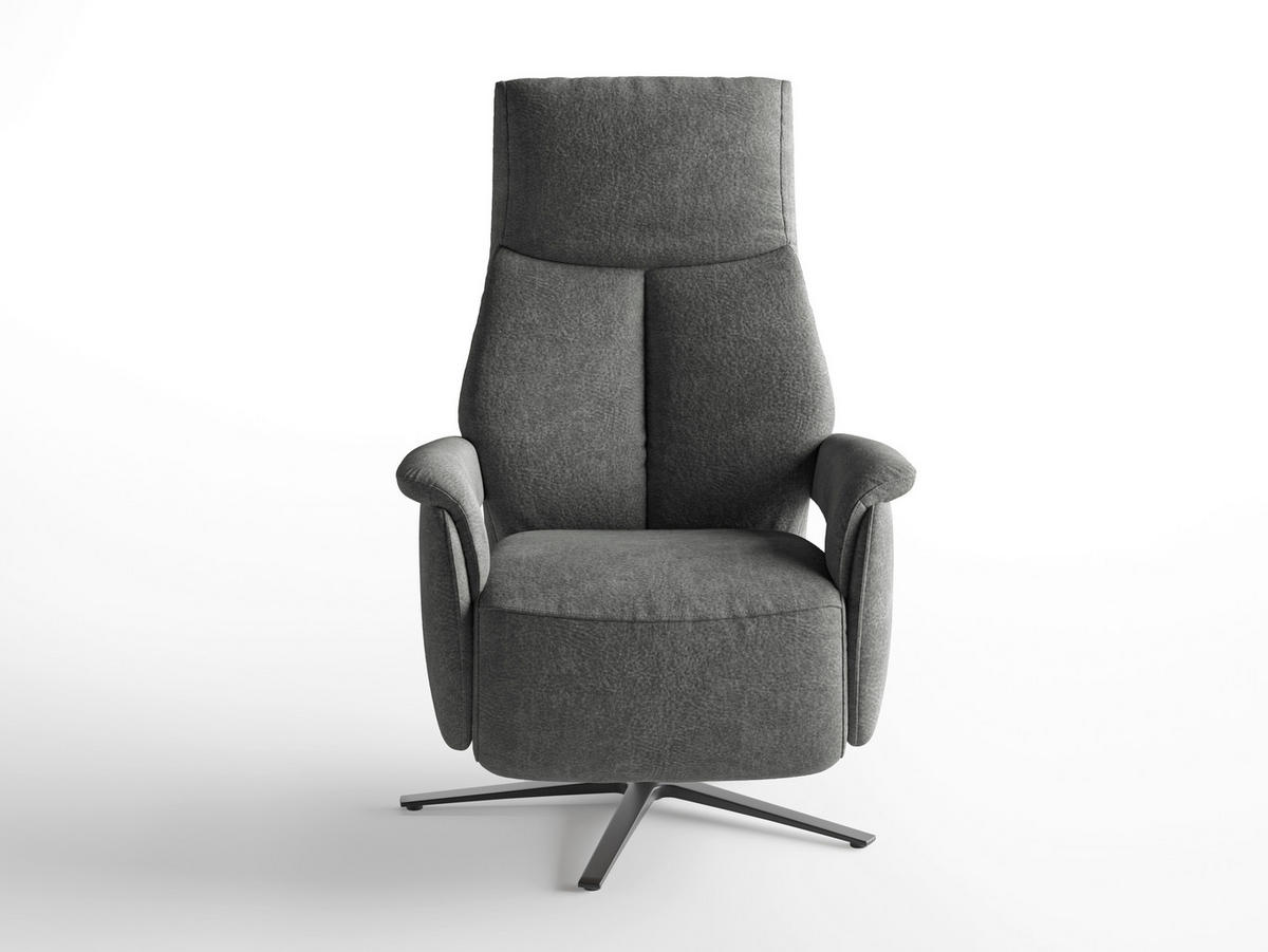 RELAXSESSEL TV LAZY E XS1 Mikrofaser Kopfteilverstellung, Rücken echt    - Dunkelgrau/Schwarz, Basics, Textil/Metall (75/110/85cm) - Sit & More