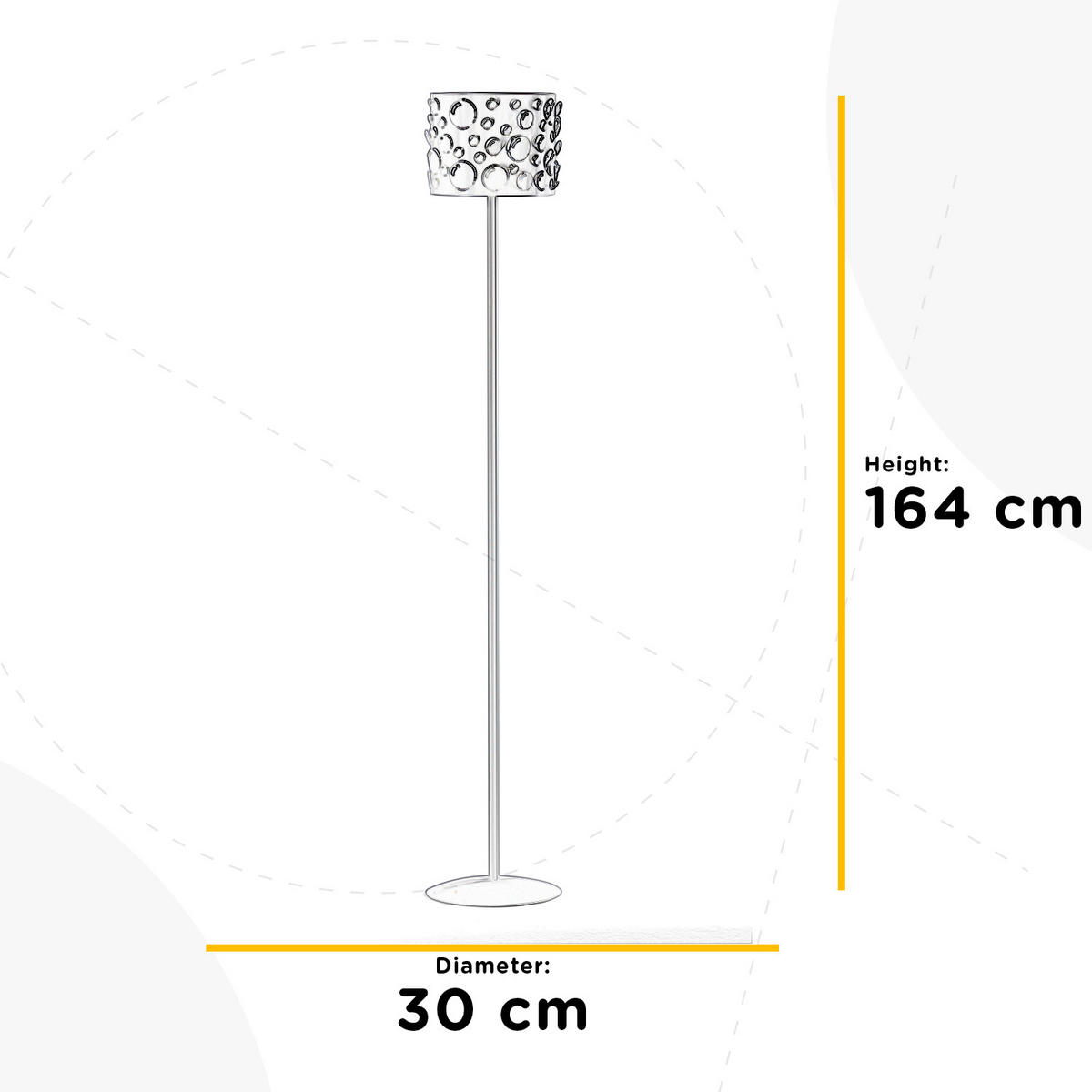 STEHLEUCHTE 4895 BOLLICINE 30/30/164 cm   - Weiß Hochglanz/Schwarz, Design, Kunststoff/Metall (30/30/164cm)
