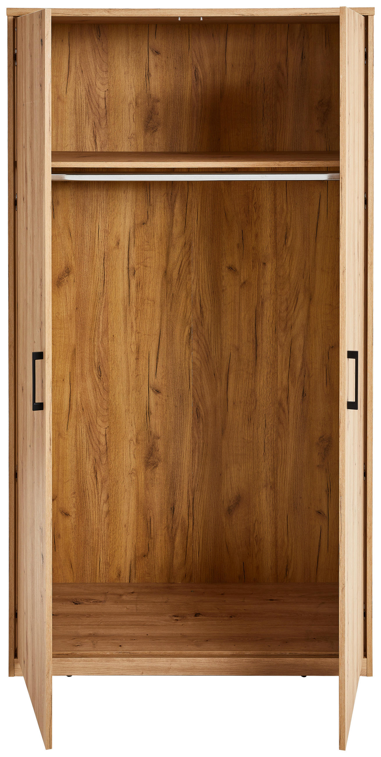 DREHTÜRENSCHRANK in Eiche Artisan - Schwarz/Eiche Artisan, Basics, Holzwerkstoff/Metall (106/194/54cm) - Xora