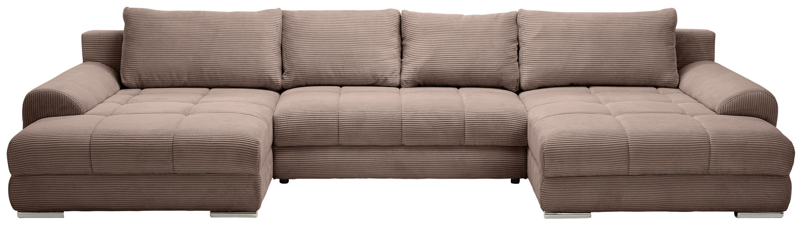 WOHNLANDSCHAFT Braun Cord  - Chromfarben/Braun, KONVENTIONELL, Kunststoff/Textil (180/376/180cm) - Carryhome