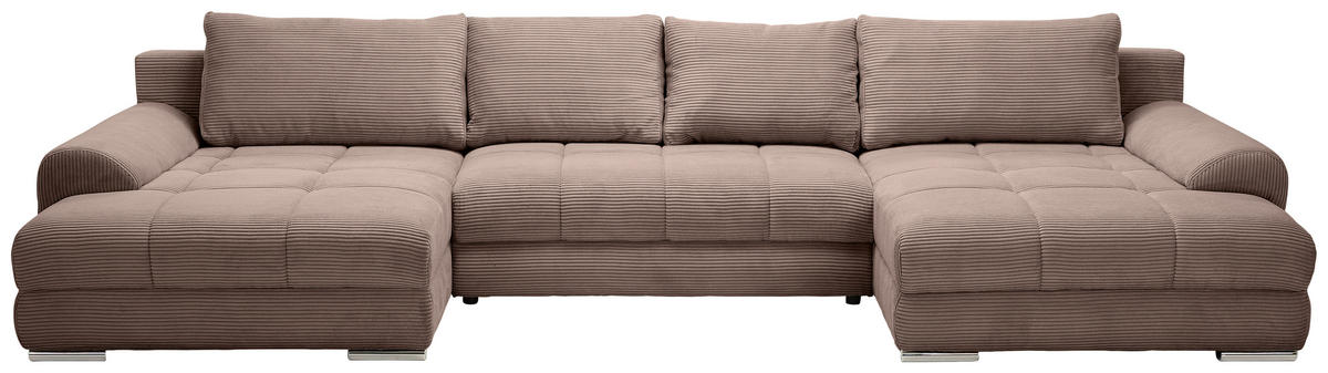 WOHNLANDSCHAFT Braun Cord  - Chromfarben/Braun, KONVENTIONELL, Kunststoff/Textil (180/376/180cm) - Carryhome