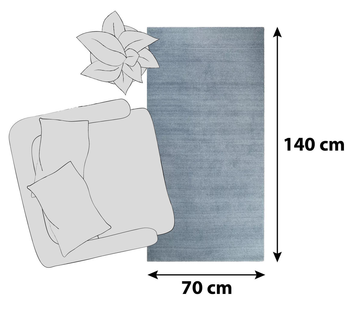 HOCHFLORTEPPICH 70/140 cm Loft Blau  - Blau, Basics, Textil (70/140cm) - Esprit