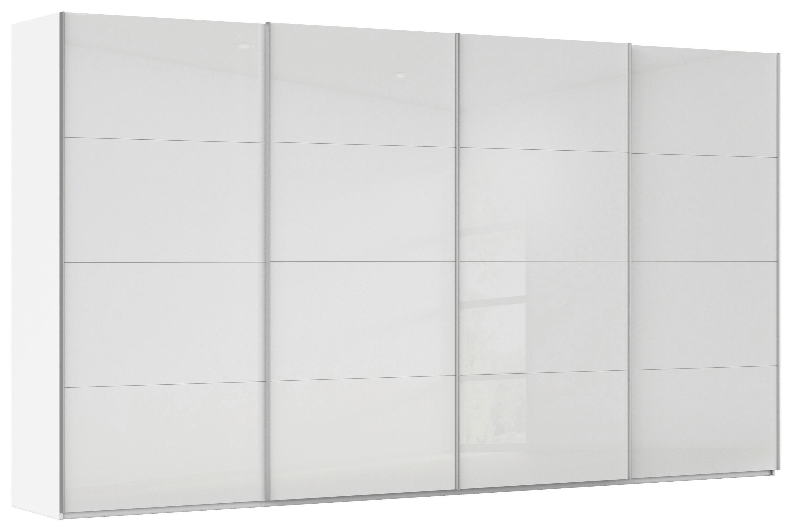SCHWEBETÜRENSCHRANK 400/223/68 cm 4-türig Weiß  - Alufarben/Weiß, Basics, Glas/Holzwerkstoff (400/223/68cm) - Novel