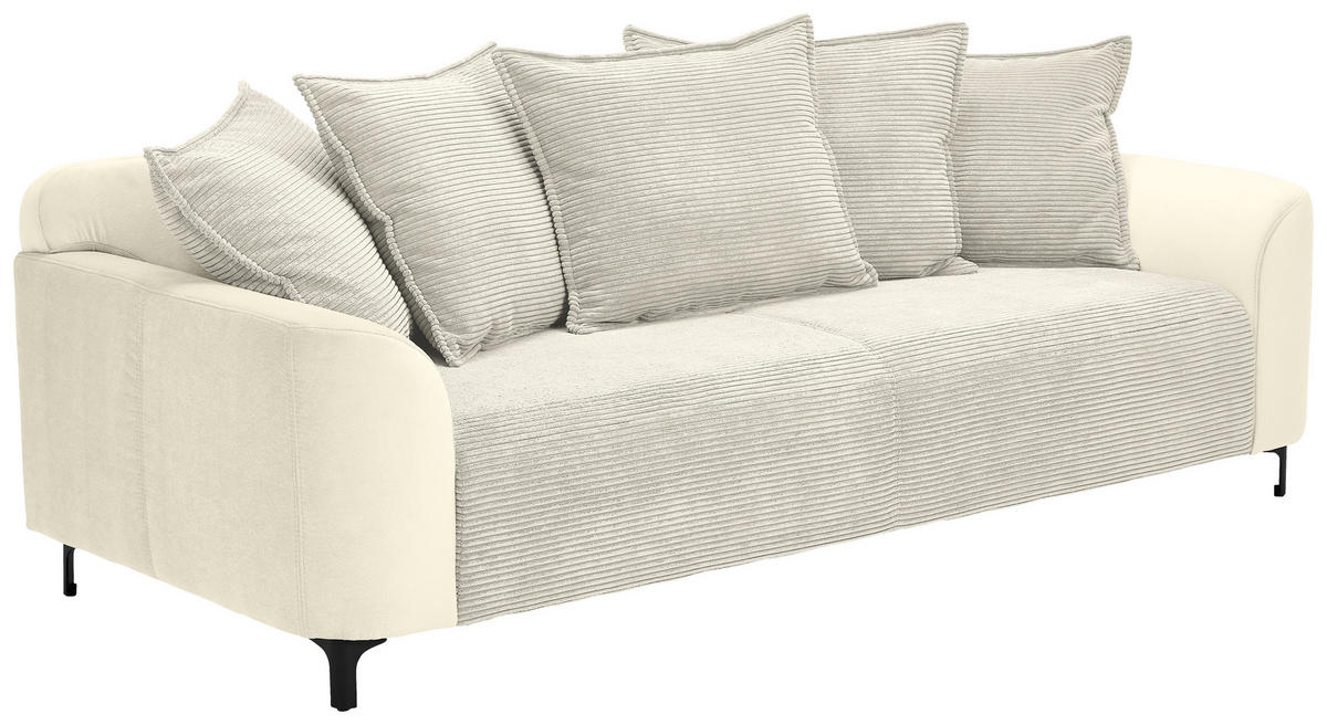 3-SITZER-SOFA in Cord, Velours Beige  - Beige/Schwarz, Konventionell, Textil/Metall (228/84/99cm) - Carryhome
