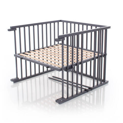GITTERBETTSET - Schieferfarben, Basics, Holz (95/94/79cm) - Babybay