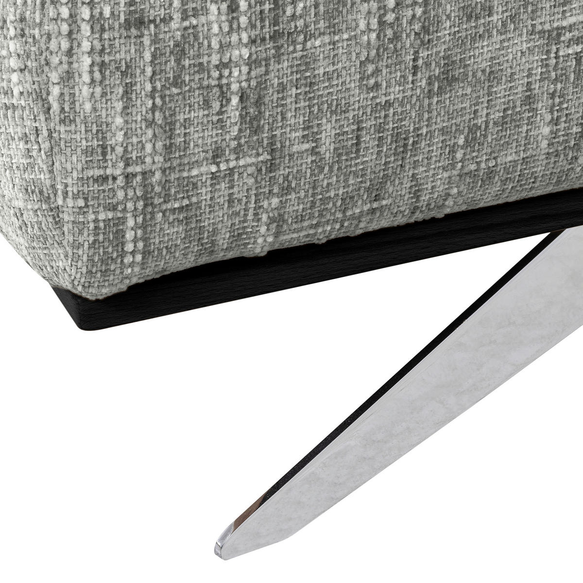 ECKSOFA PORTLAND in Struktur Grau Kopfteilverstellung  295/187 cm  - Chromfarben/Grau, Design, Holz/Textil (295/187cm) - Livetastic
