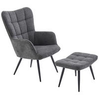 RELAXSESSELSET Metall, Textil Dunkelgrau  - Dunkelgrau/Schwarz, Design, Textil/Metall (68/100/78cm) - Ti'me