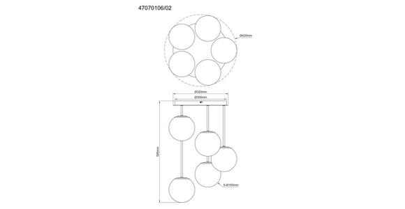 HÄNGELEUCHTE 42/59,5 cm  - Schwarz/Weiß, Trend, Glas/Metall (42/59,5cm) - Novel