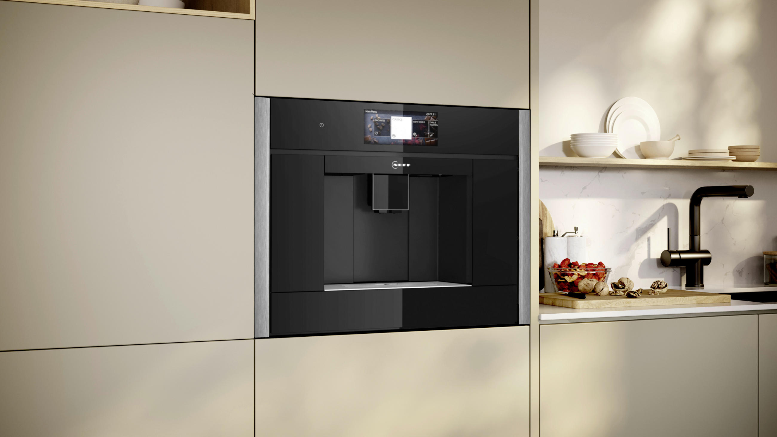 KAFFEEVOLLAUTOMAT  - Edelstahlfarben/Schwarz, MODERN, Glas/Metall (59,6/45,5/54,8cm) - Neff