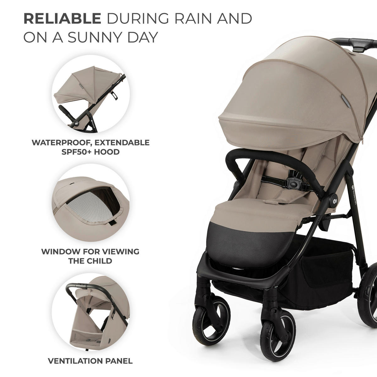 BUGGY Trig 3  - Beige/Schwarz, Basics (54/107.5/91cm) - Kinderkraft