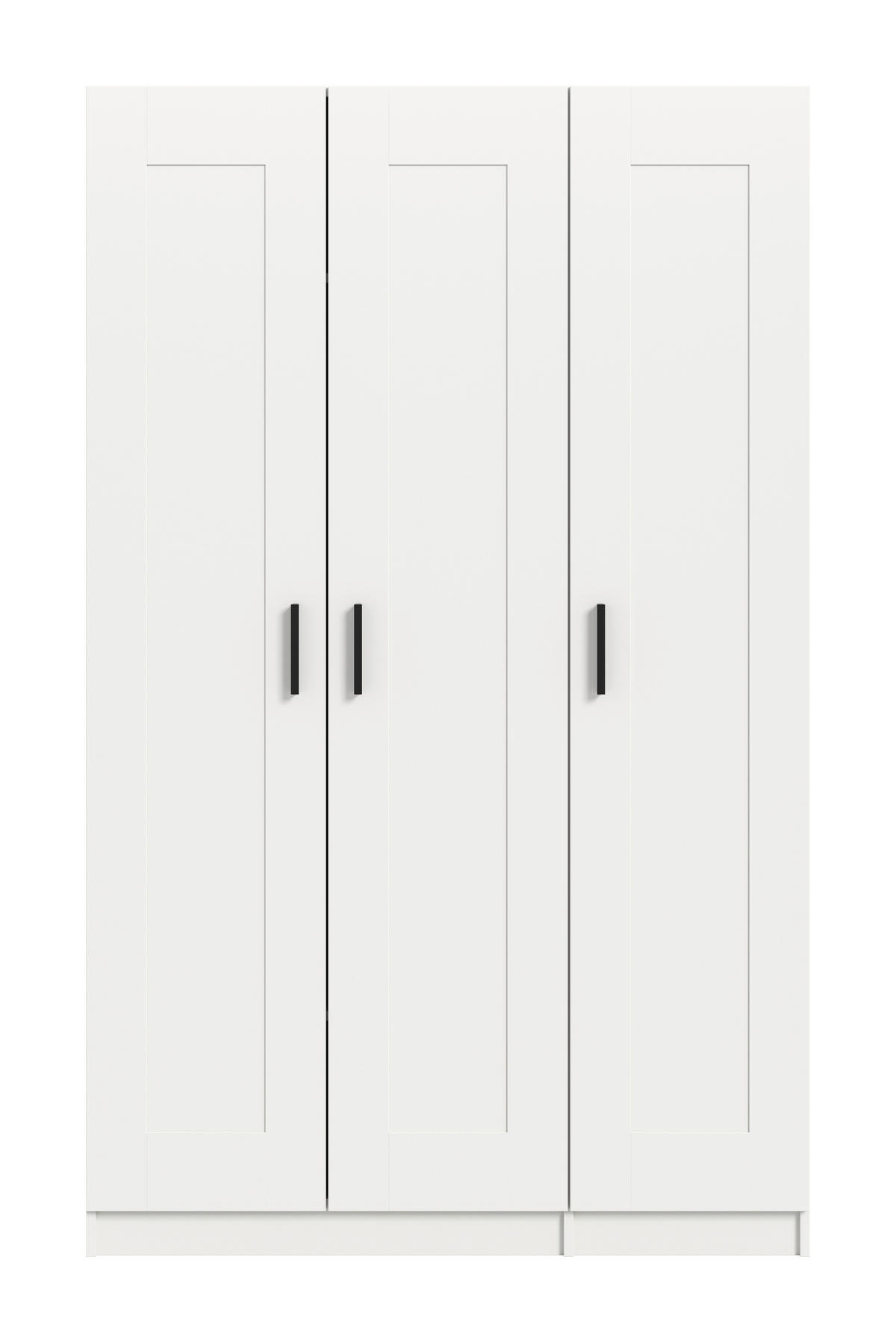 DREHTÜRENSCHRANK 120/195/56 cm,  in Weiß, 3 Tür(en)-türig  - Schwarz/Weiß, ROMANTIK / LANDHAUS, Holzwerkstoff/Kunststoff (120/195/56cm) - Livetastic