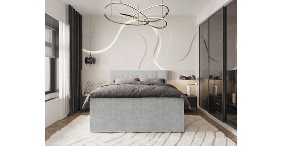 BOXSPRINGBETT 200/200 cm  in Hellgrau  - Hellgrau/Schwarz, KONVENTIONELL, Kunststoff/Textil (200/200cm) - Carryhome