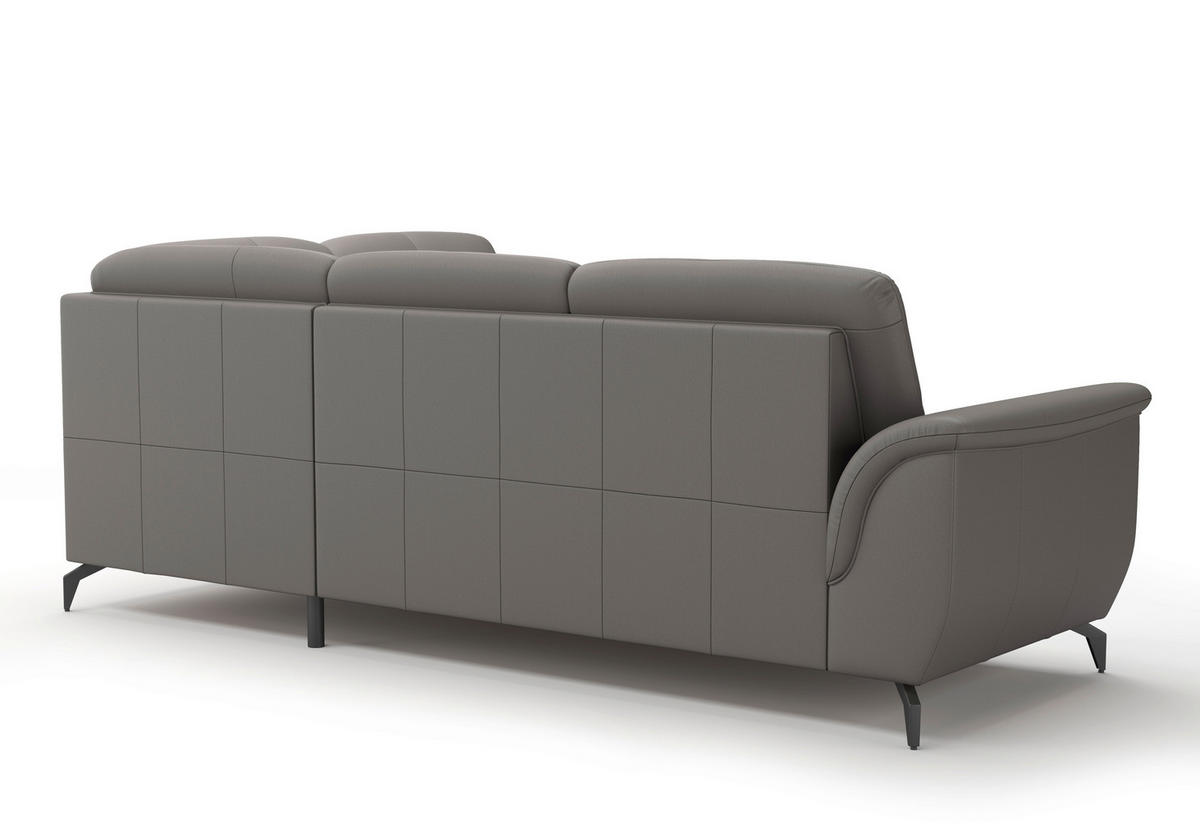 ECKSOFA ZORA E Mokka Echtleder  - Schwarz/Mokka, MODERN, Leder/Metall (244/212cm) - Sit & More