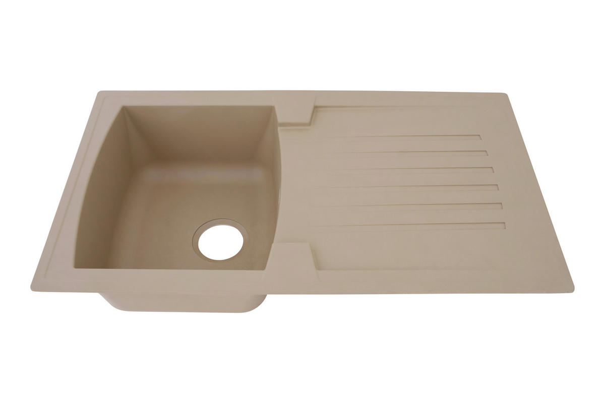 SPÜLE 1712BOSTON86X50B  - Beige, Trend, Glas/Kunststoff (86/20/50cm) - Respekta