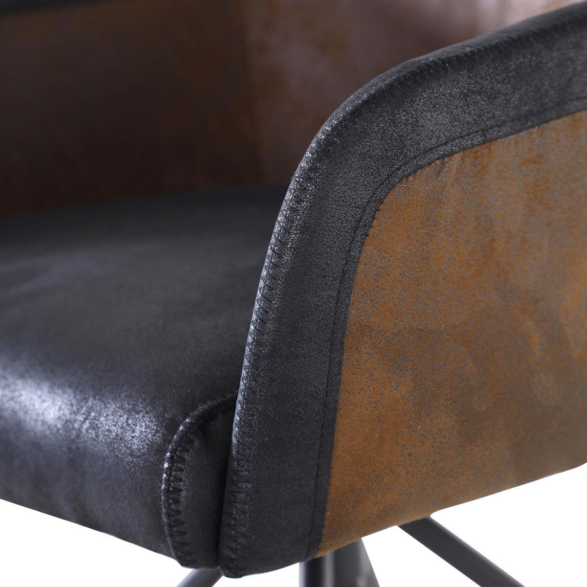 ARMLEHNSTUHL  in Mikrofaser  - Schwarz/Braun, LIFESTYLE, Textil/Metall (58/80/62cm) - Landscape