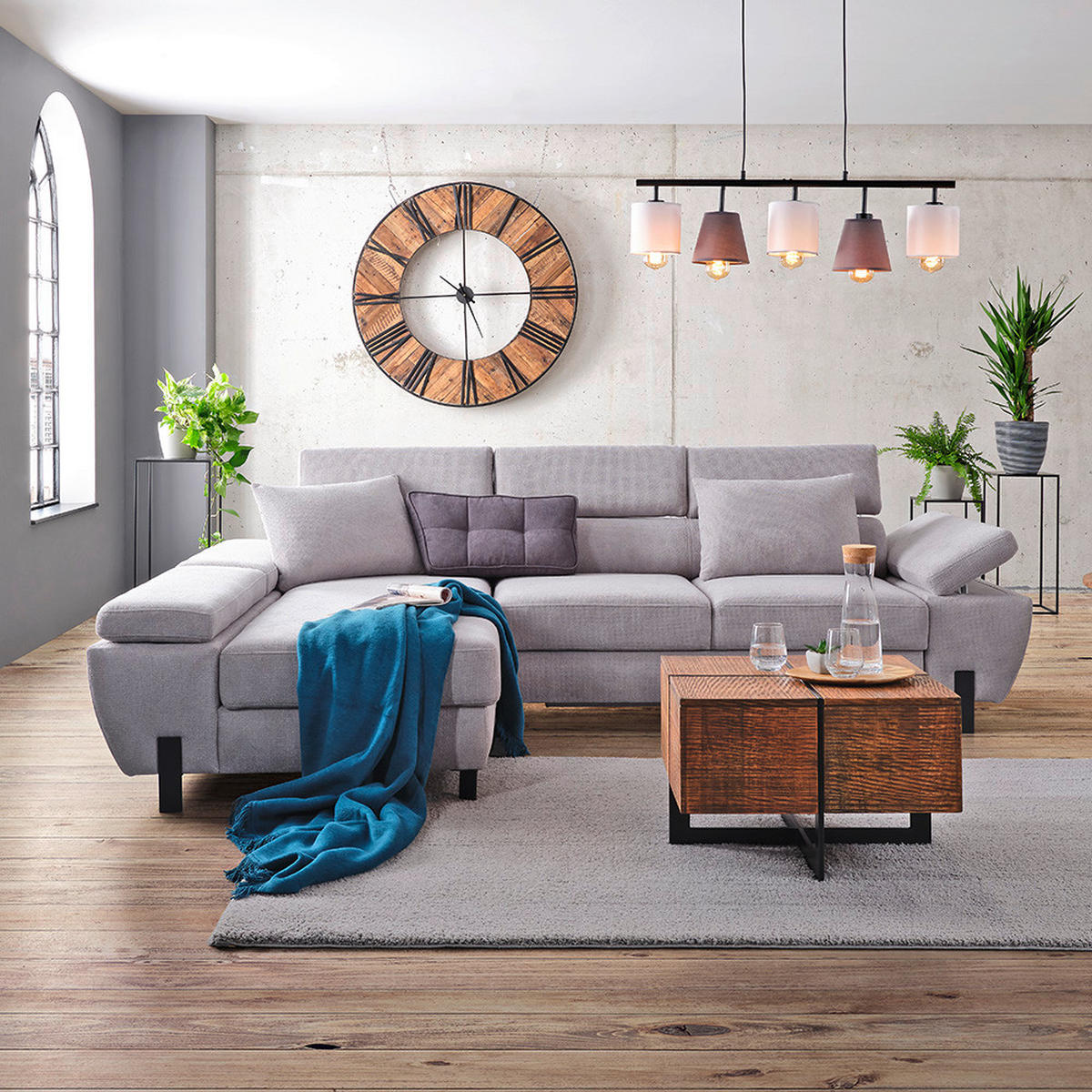 HÖRNSOFFA i vävt tyg grå  - ljusgrå/svart, Modern, metall/trämaterial (188/90/277cm) - MID.YOU