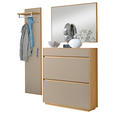 GARDEROBE 3-teilig  in 155/195/31 cm  - Sandfarben/Eichefarben, Basics, Glas/Holz (155/195/31cm) - Novel