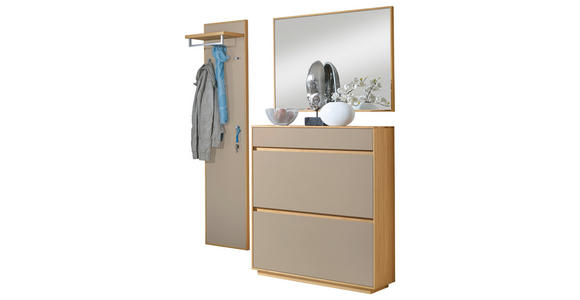 GARDEROBE 3-teilig  in 155/195/31 cm  - Sandfarben/Eichefarben, Basics, Glas/Holz (155/195/31cm) - Novel