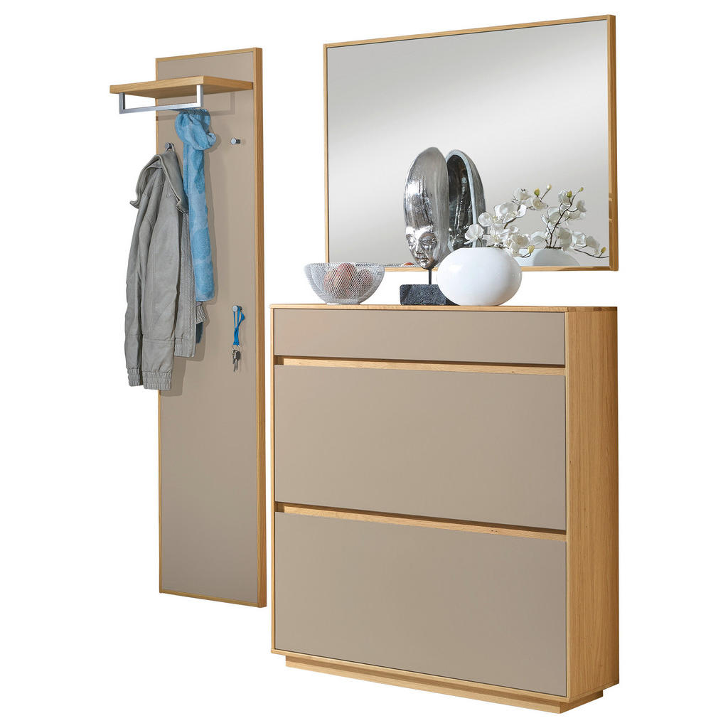 Thumbnail - Xxxl Garderobe, Eiche, Sand, Holz, Glas, Holzwerkstoff, 3-teilig, Eiche, teilmassiv, 155x195x31 cm, Goldenes M, Made in ...