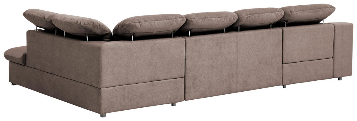 WOHNLANDSCHAFT in Chenille Taupe  - Taupe/Chromfarben, Design, Textil/Metall (165/353/212cm) - Livetastic