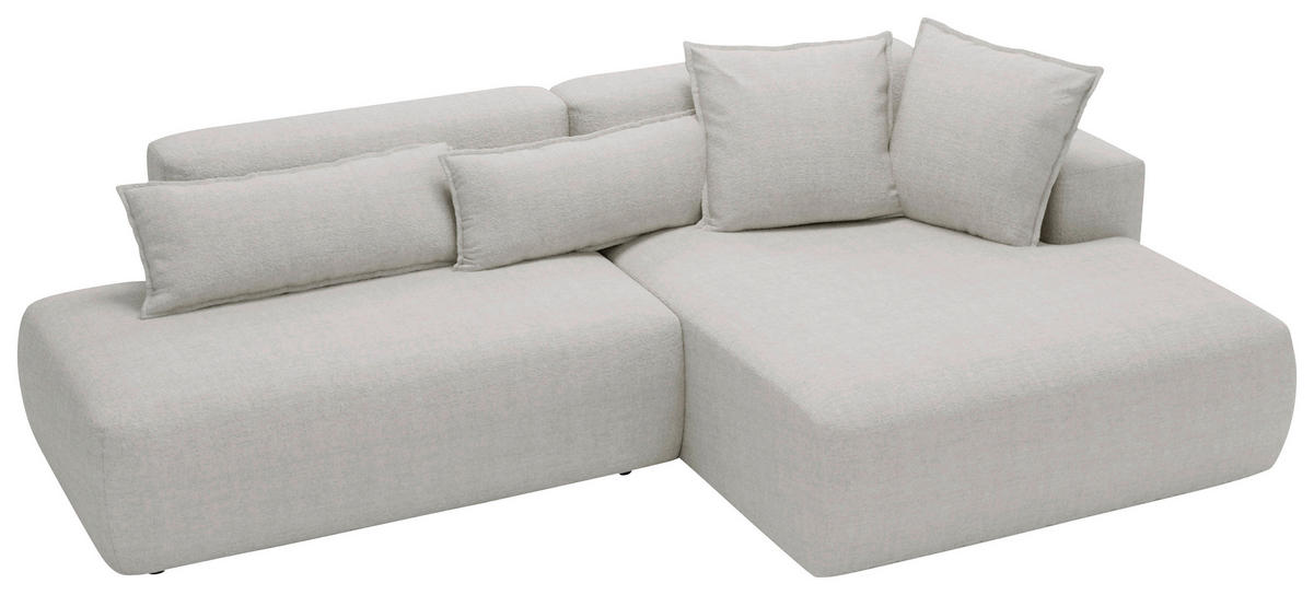 ECKSOFA Chenille Hellgrau  - Hellgrau/Schwarz, Design, Kunststoff/Textil (284/160cm) - Livetastic