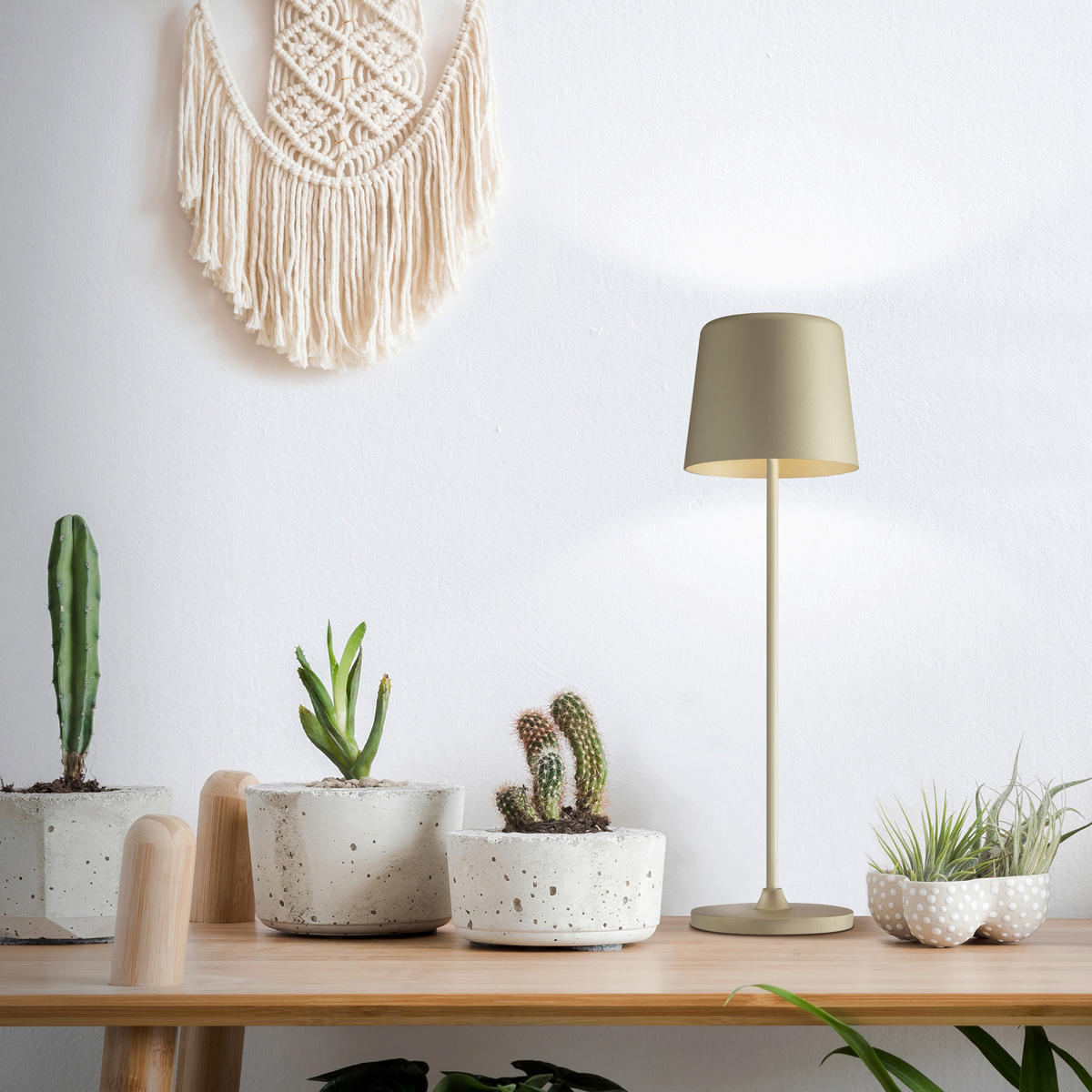 AKKU-TISCHLEUCHTE Kaami 10/37 cm   - Cappuccino, Basics, Kunststoff/Metall (10/37cm) - Brilliant