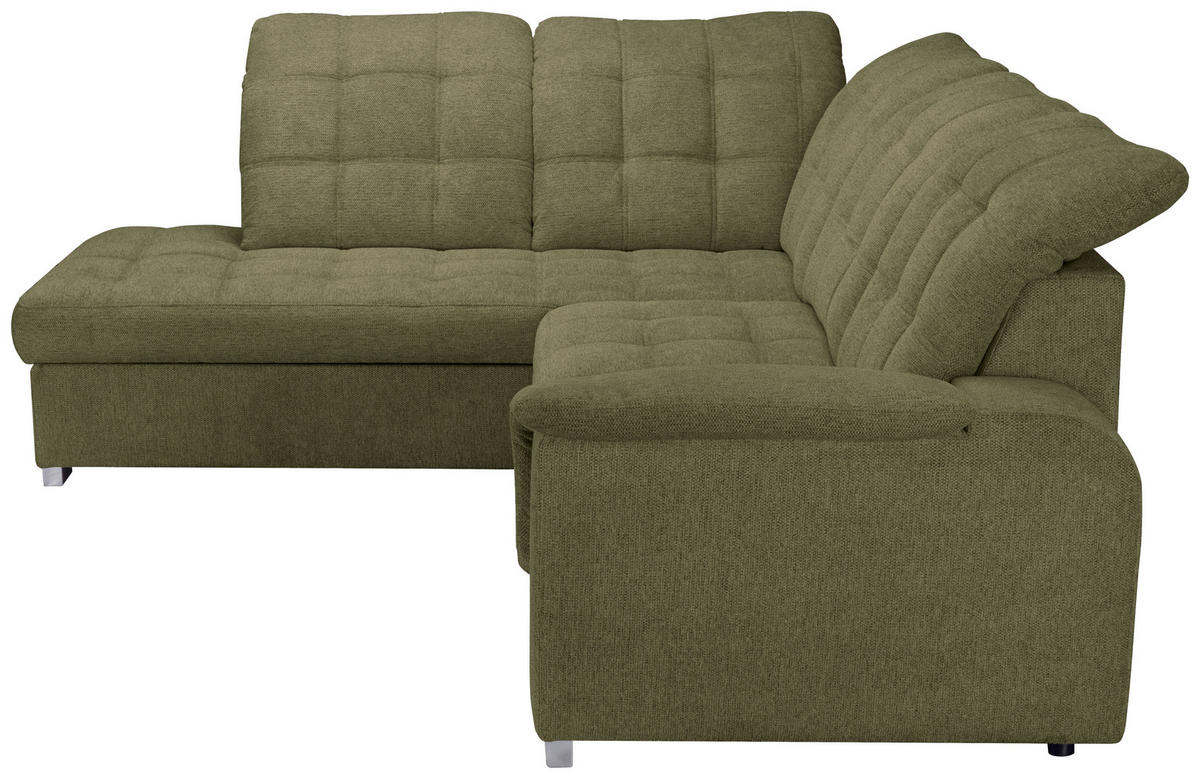 ECKSOFA Olivgrün Chenille  - Chromfarben/Olivgrün, KONVENTIONELL, Kunststoff/Textil (205/260cm) - Carryhome