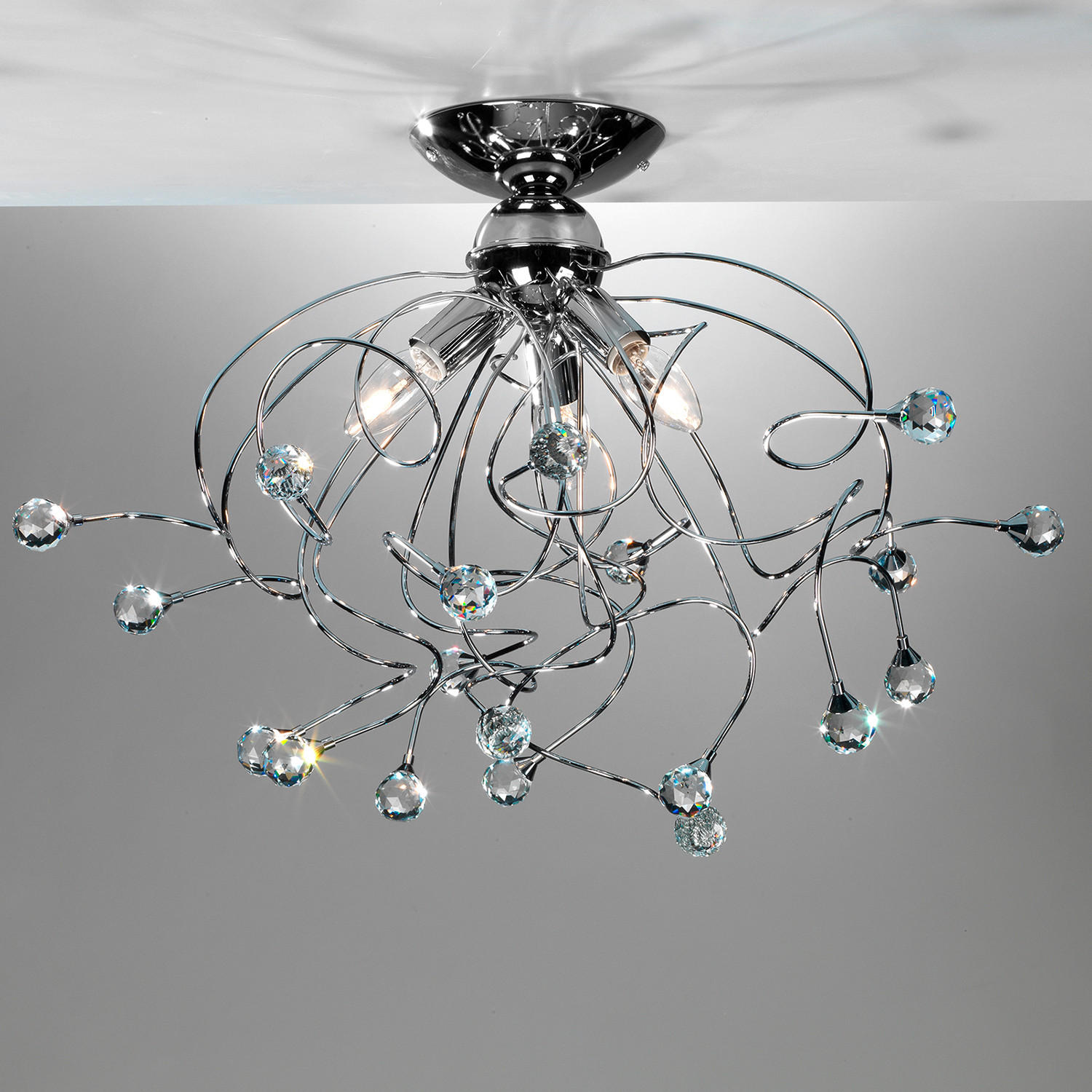 DECKENLEUCHTE 55/45 cm   - Chromfarben, KONVENTIONELL, Glas/Metall (55/45cm)