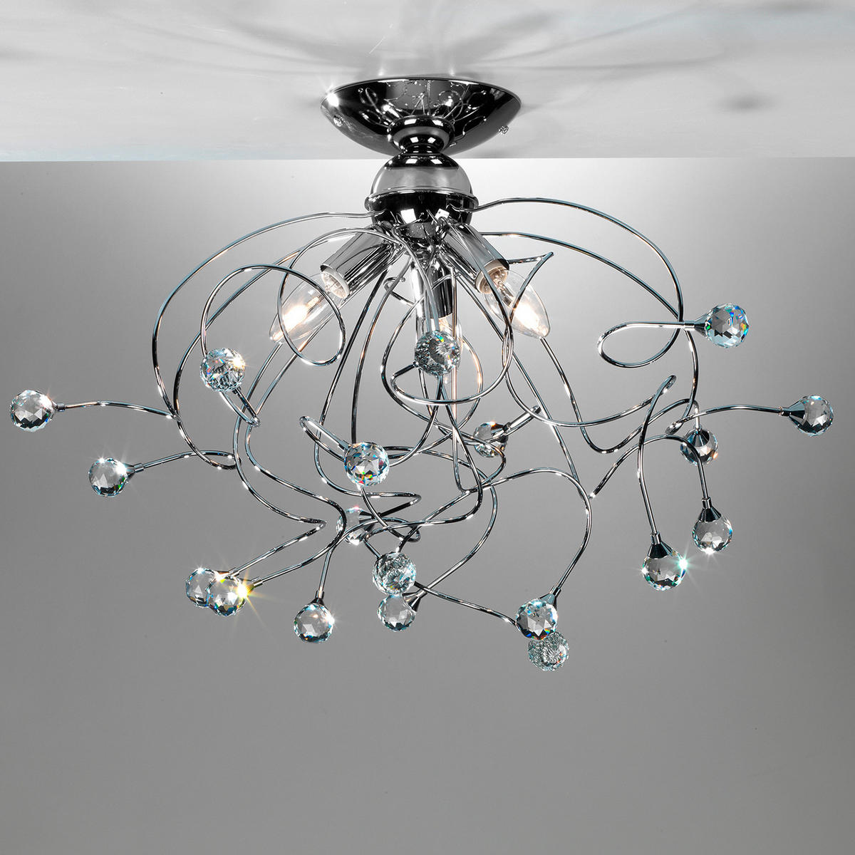 DECKENLEUCHTE 55/45 cm   - Chromfarben, KONVENTIONELL, Glas/Metall (55/45cm)