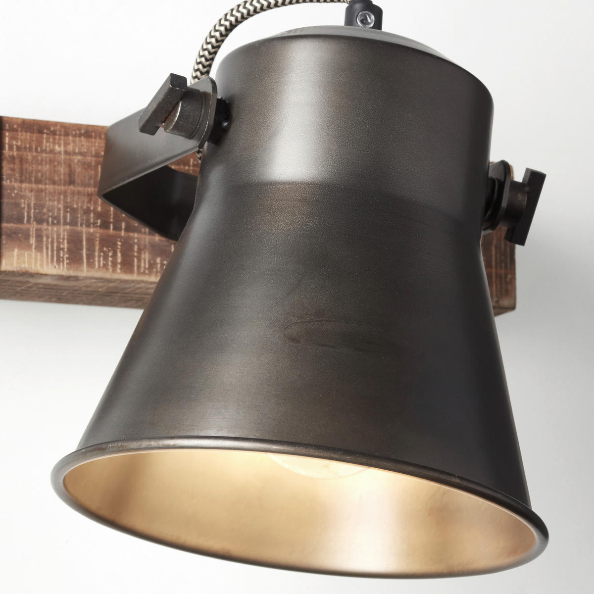 WANDLEUCHTE - Schwarz, Design, Holz/Metall (24/25cm) - Brilliant