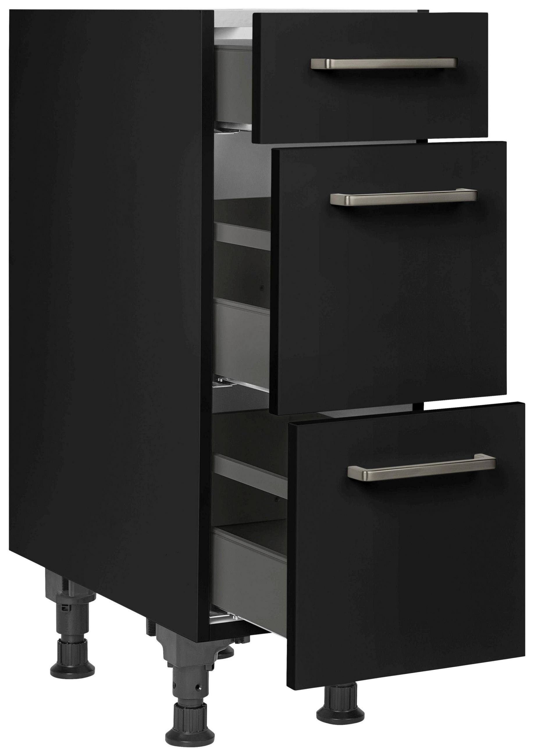 SCHUBKASTENUNTERSCHRANK 30/87/56 cm  in Schwarz  - Edelstahlfarben/Schwarz, MODERN, Holzwerkstoff/Metall (30/87/56cm) - Nobilia