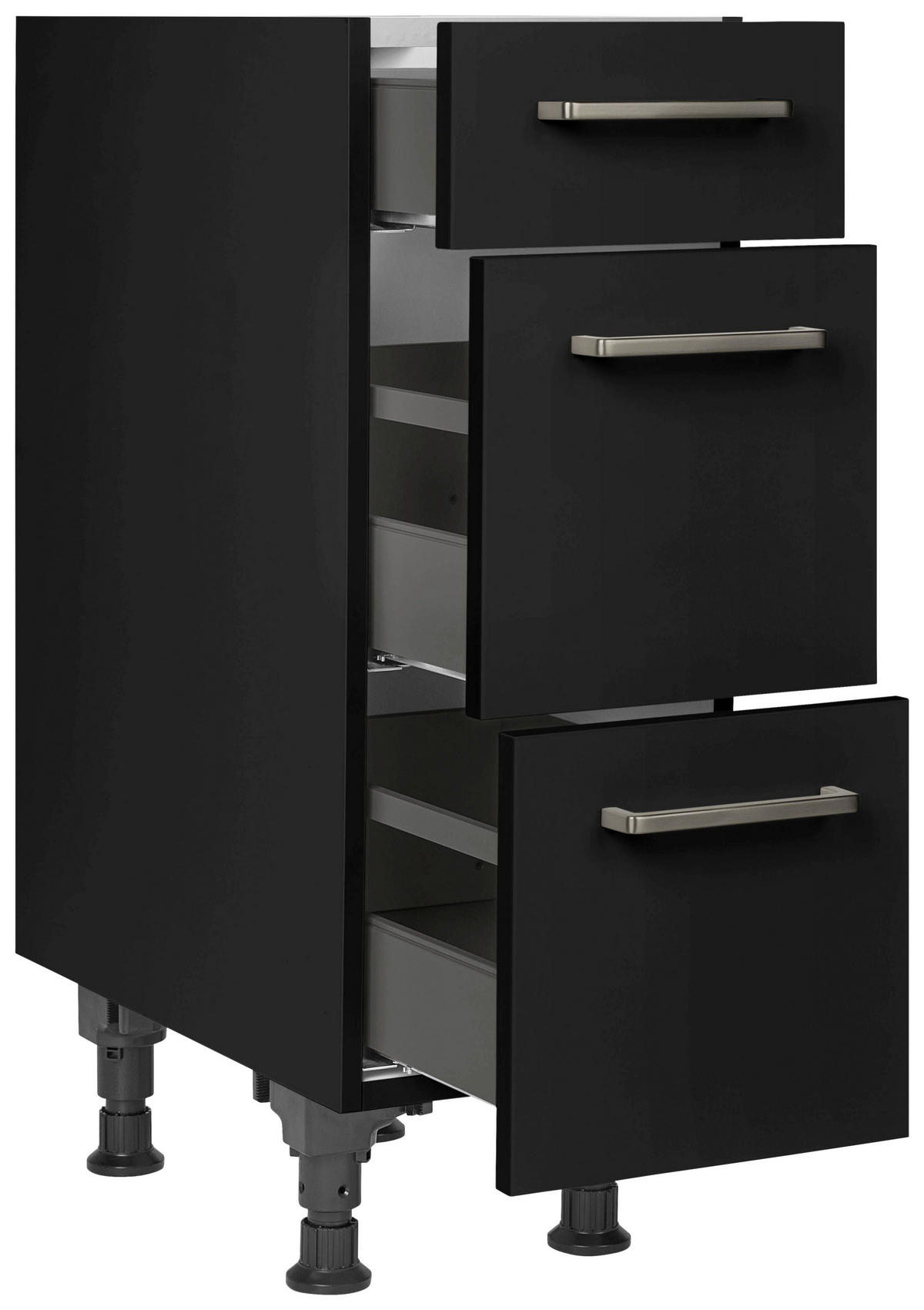 SCHUBKASTENUNTERSCHRANK 30/87/56 cm  in Schwarz  - Edelstahlfarben/Schwarz, MODERN, Holzwerkstoff/Metall (30/87/56cm) - Nobilia
