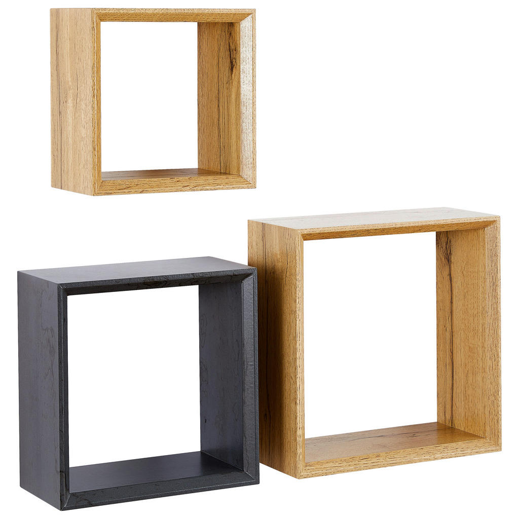 Thumbnail - Carryhome Wandregalset, Anthrazit, Eiche Wotan, Holzwerkstoff, 3-teilig, 20-28x20-28x11.8 cm, Bsci, Küchen, Küchenmöbel,...